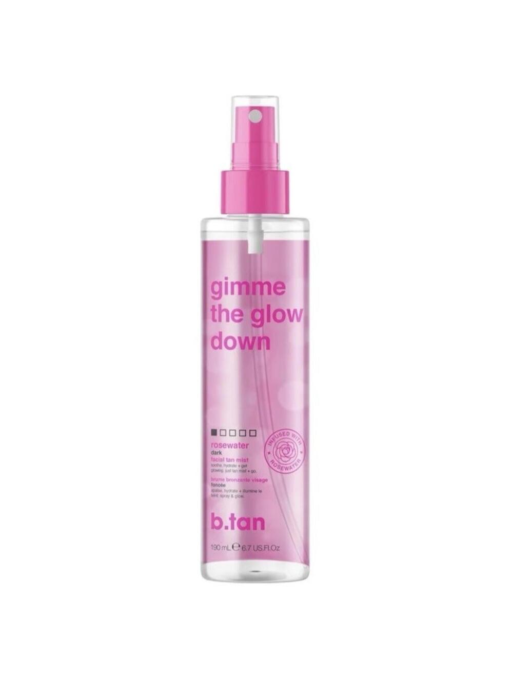 b.tan Gimme The Glow Down Facial Tan Mist 3.4oz 100ml Rosewater Self-Tanner NEW